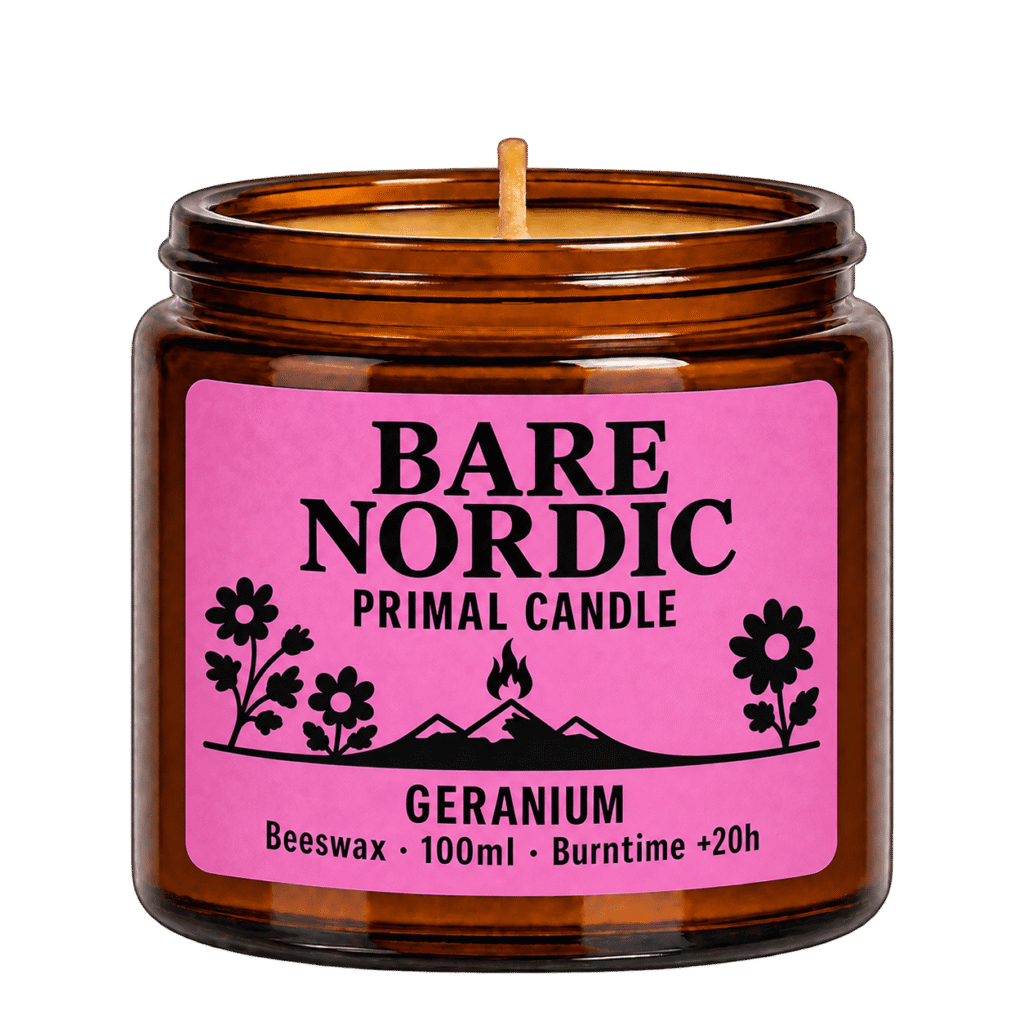 Primal Beeswax Candle Geranium Scented - Bare Nordic.