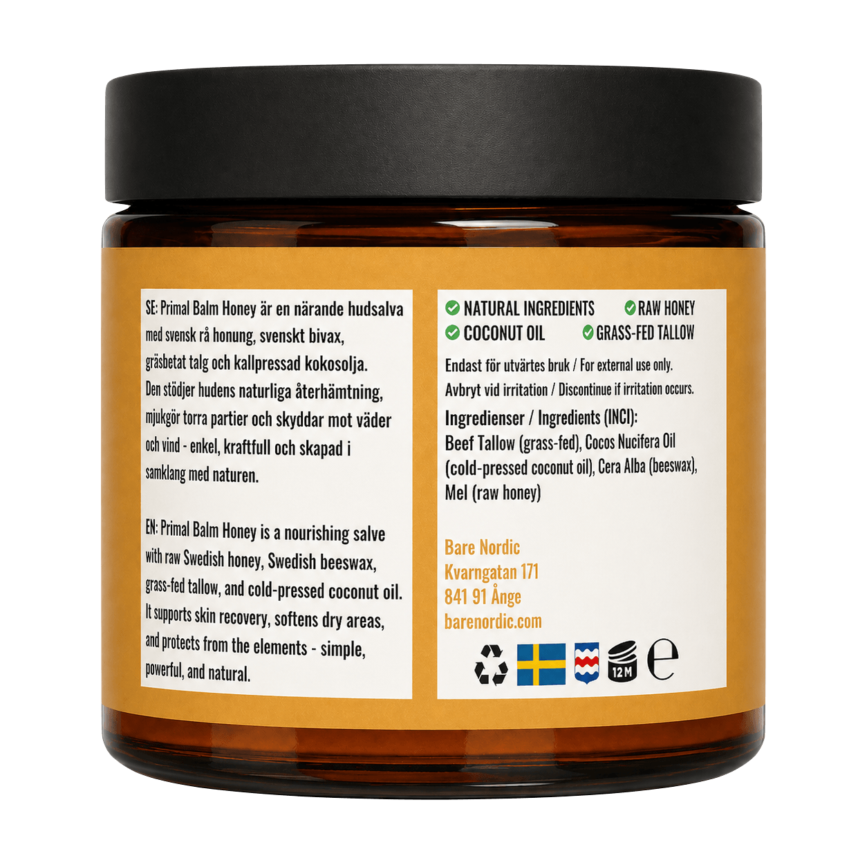 Bare Nordic Primal Balm Honey Back.